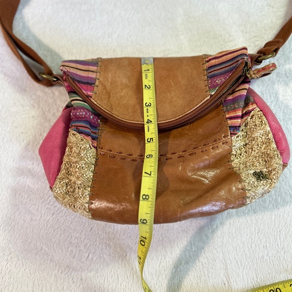 The Sak Deena Leather Boho Crossbody Fold Over Zip Bag - Picture 14 of 15